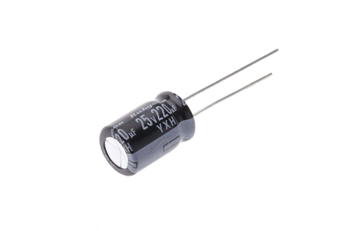 Rubycon 220μF Aluminium Electrolytic Capacitor 25V dc, Radial, Through Hole - 25YXH220MEFC8X11.5