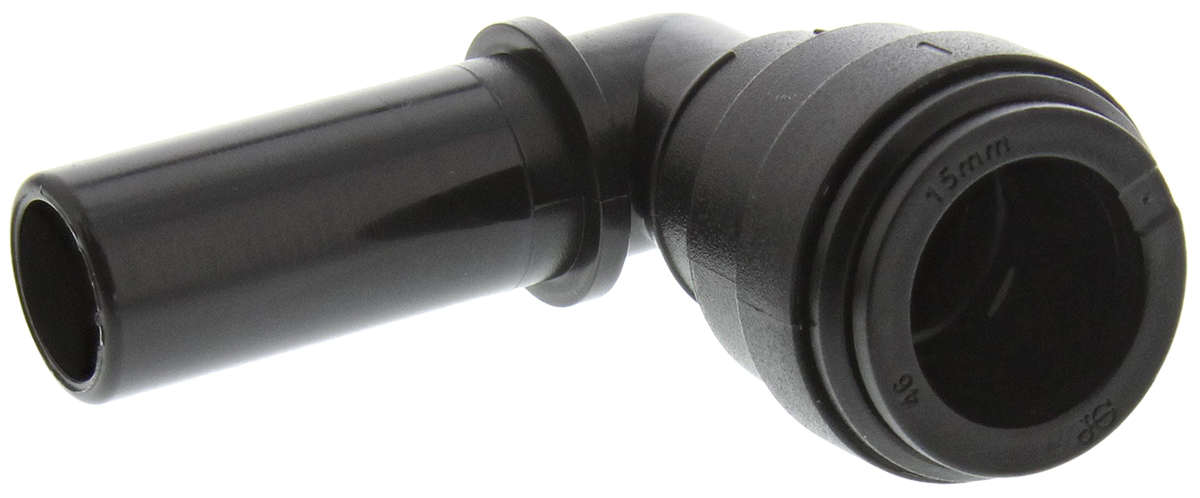 JG Speedfit Plastic Pipe Fitting, 90° Push Fit Stem Elbow, 15mm