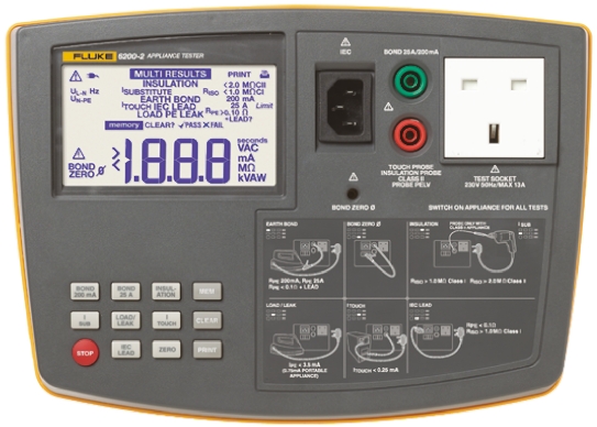 Fluke 6200 PAT Tester, Class I, Class II Test Type With RS Calibration