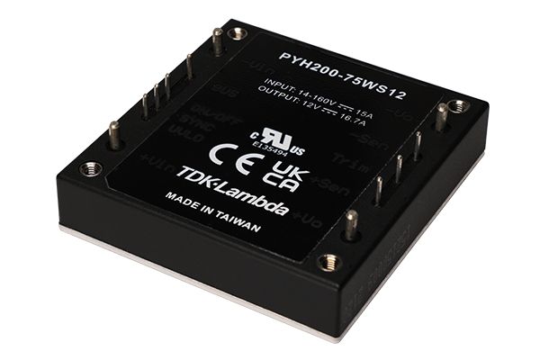 TDK-Lambda PYH200 DC-DC Converter, 12V dc/ 16.7A Output, 14 → 160 V dc Input, 200W, PCB Mount, +100°C Max Temp