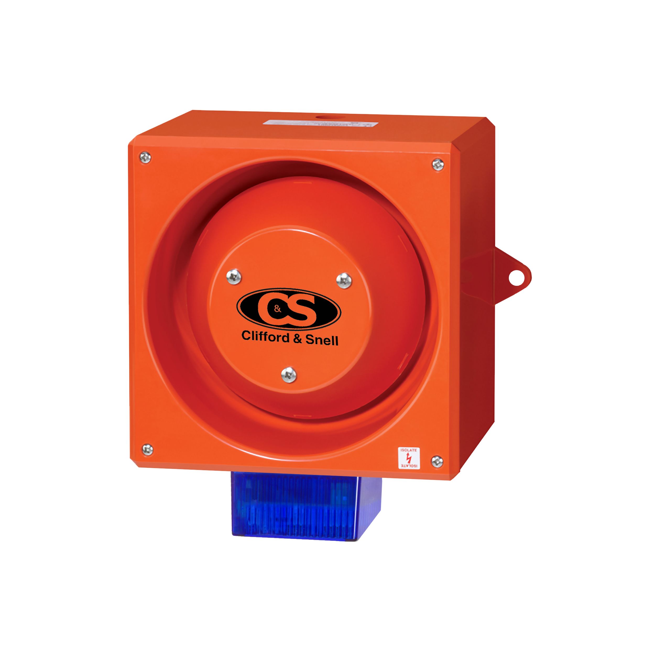 Clifford & Snell YL80 Series Blue Sounder Beacon, 230 V, IP66, Side Mount, 116dB at 1 Metre
