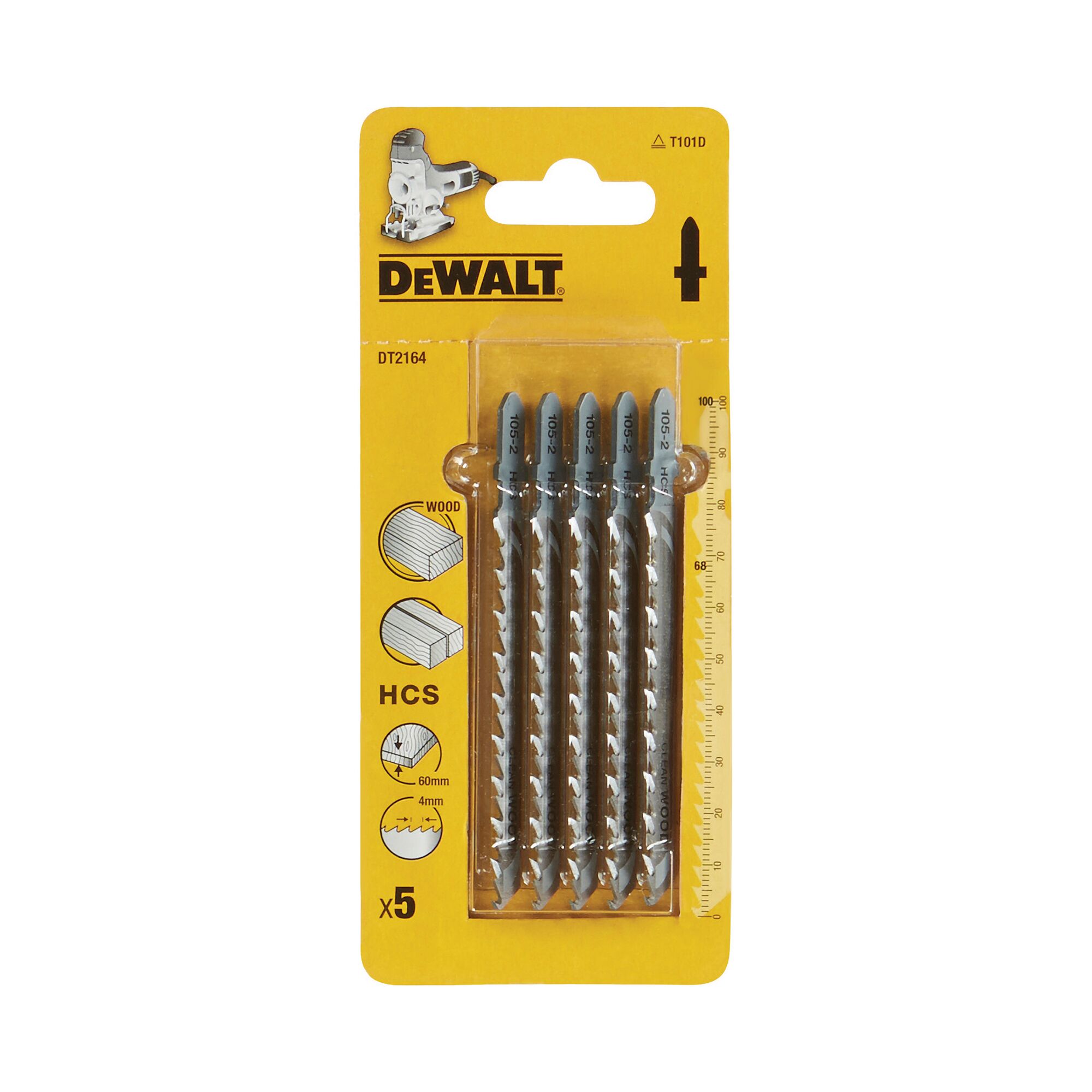 DeWALT Wood 68mm Cutting Length Jigsaw Blade, Pack of 5