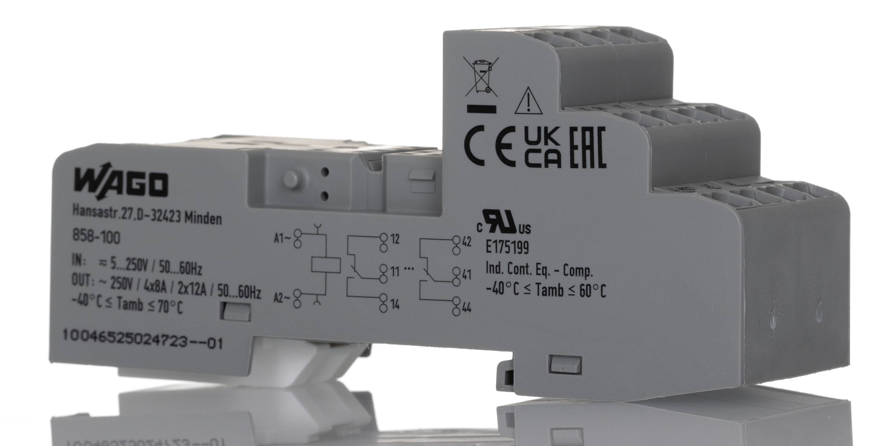 WAGO 14 Pin 250V ac DIN Rail, Screw Fitting Relay Socket, for use with Relay