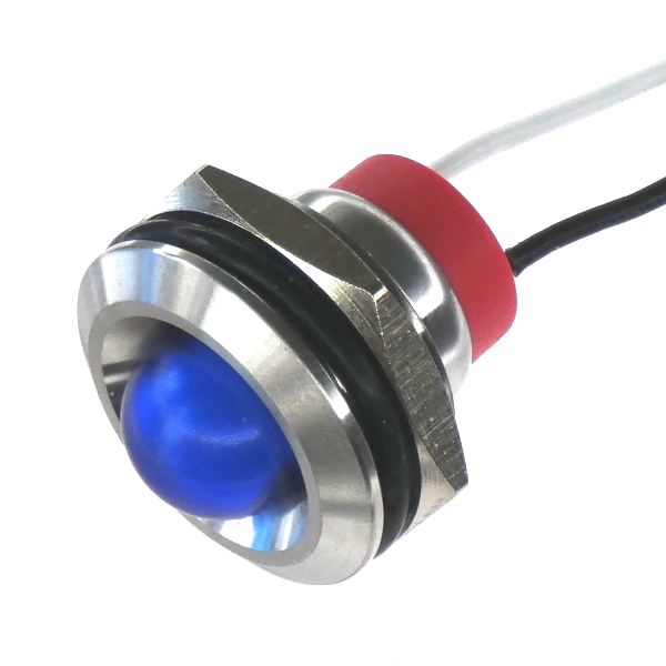 CML Innovative Technologies PL19SL Series Blue Panel LED, 240V, 19mm Mounting Hole Size, Lead Wires Termination, IP67