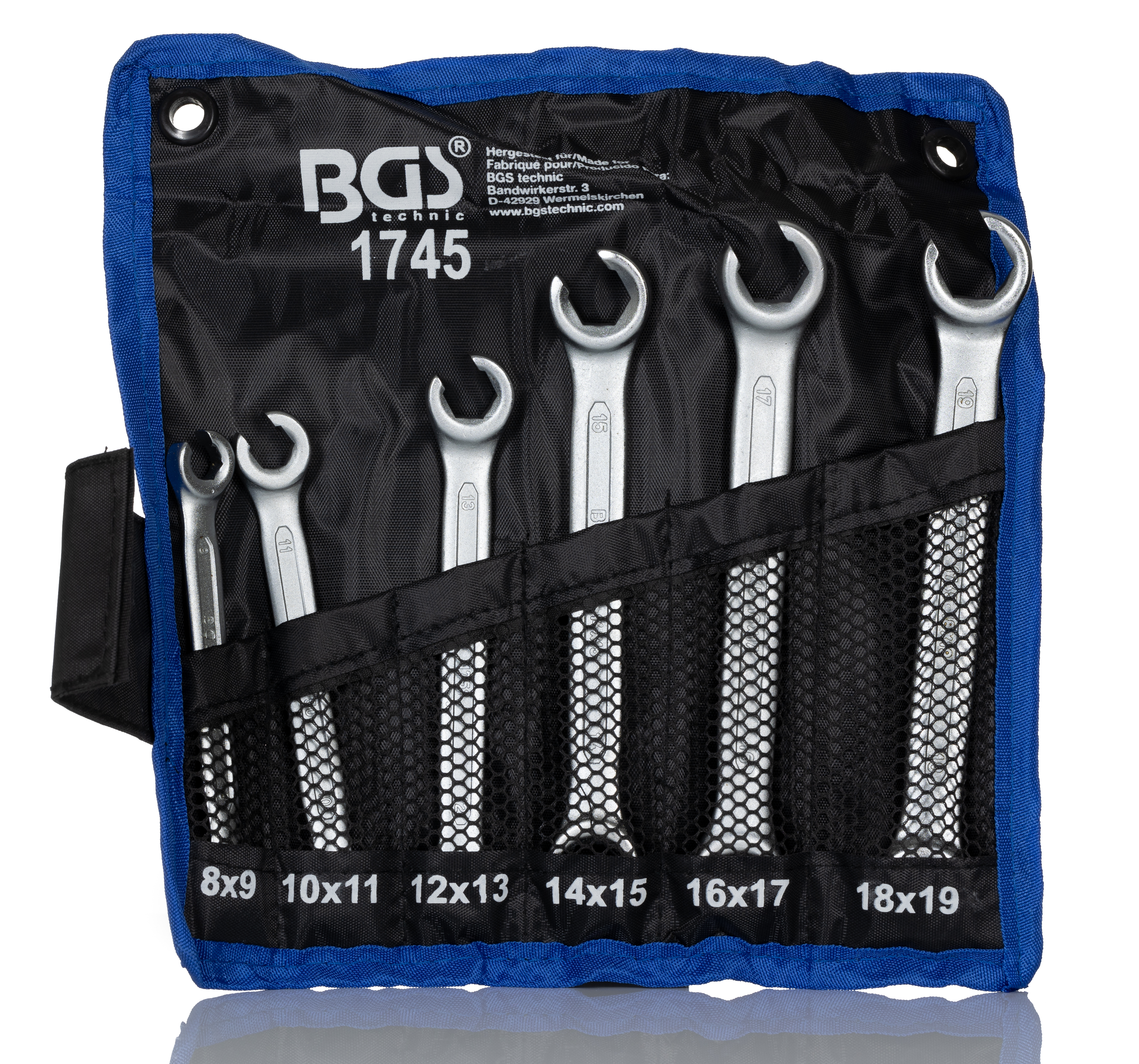 RS PRO 6-Piece Spanner Set, 8 x 9 → 18 x 19 mm, Chrome Vanadium Steel