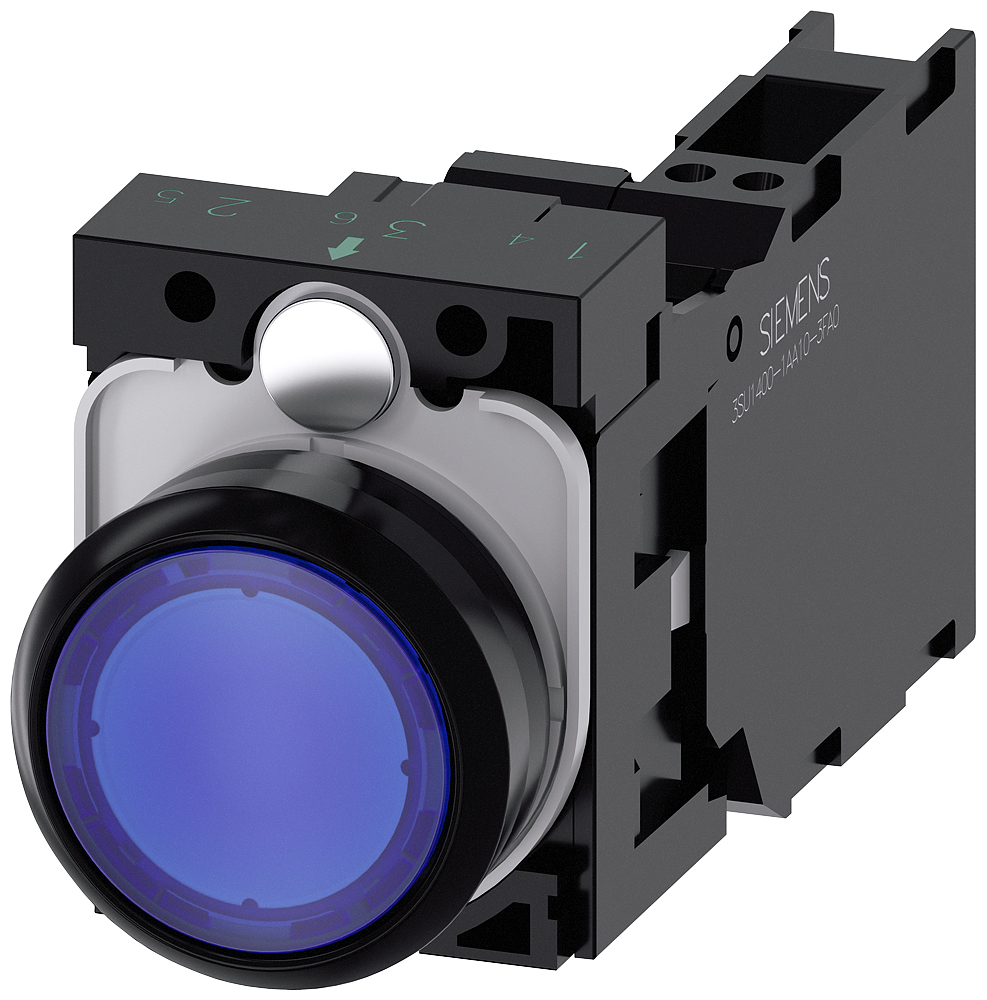 Siemens SIRIUS ACT 3SU11 Series Illuminated Push Button Complete Unit, 22mm Cutout, SPST, IP66, IP67, IP69(IP69K)