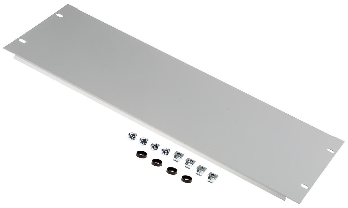 RS PRO Grey Steel Blanking Panel, 4U, 483 x 9mm