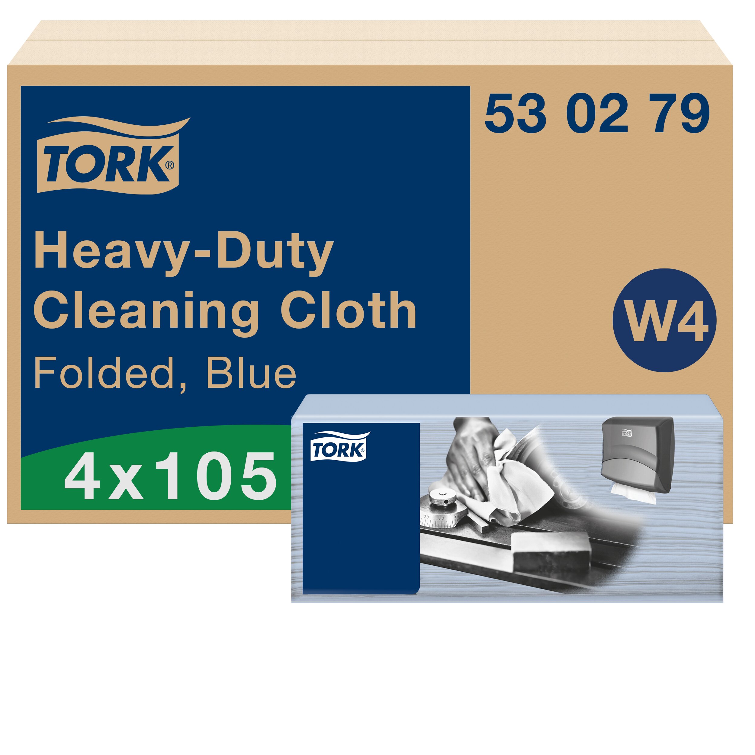 Tork Blue Non Woven Fabric Cloths for Heavy Duty Cleaning, Box of 105, 41.5 x 35.5cm, Repeat Use