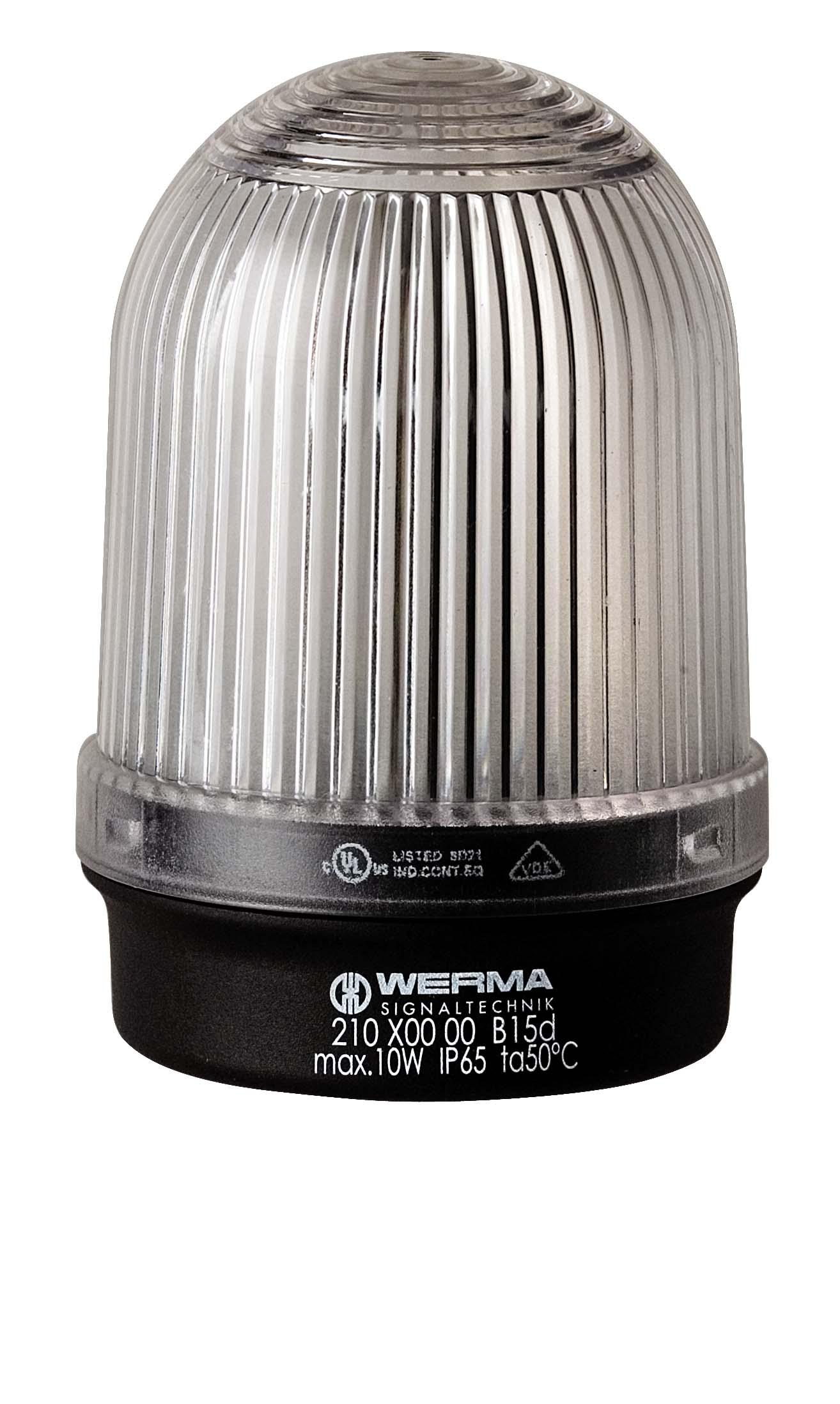 Werma 210 Series Clear Continuous lighting Beacon, 12 → 230 V, Base Mount, BA 15d Bulb
