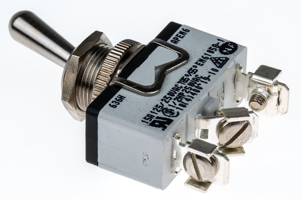 APEM Toggle Switch, Panel Mount, On-On, SPDT, Screw Terminal, 400V ac
