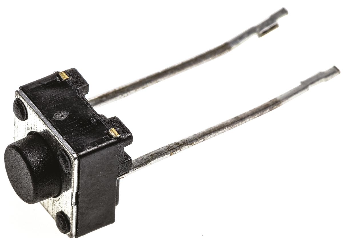 TE Connectivity Black Button Tactile Switch, SPST 50 mA @ 24 V dc 1.4mm Surface Mount