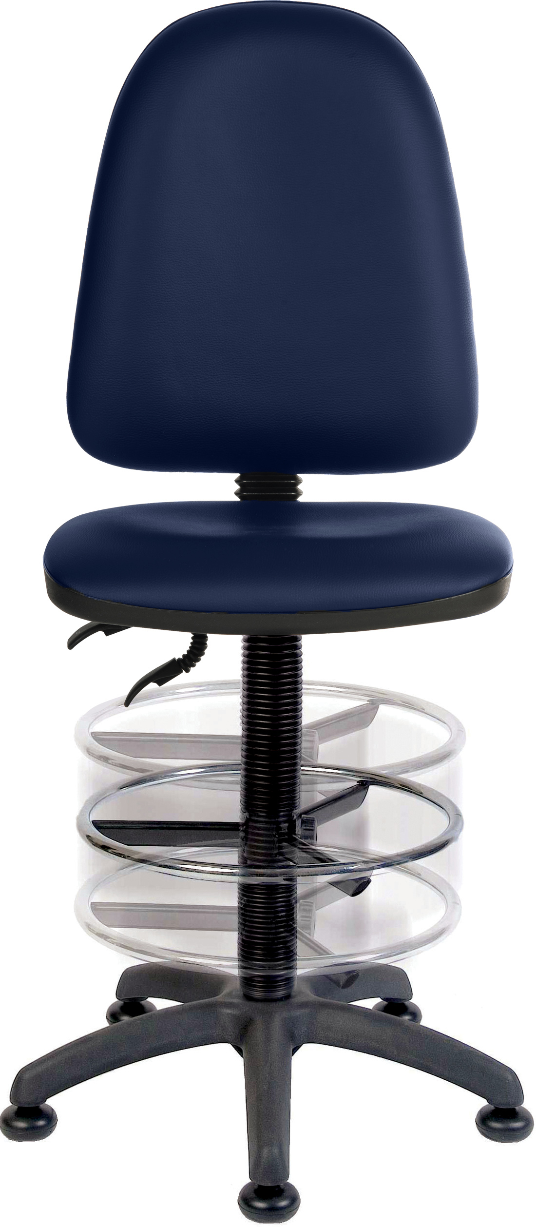 RS PRO Blue Polyurethane Drafting Chair, 100kg Weight Capacity