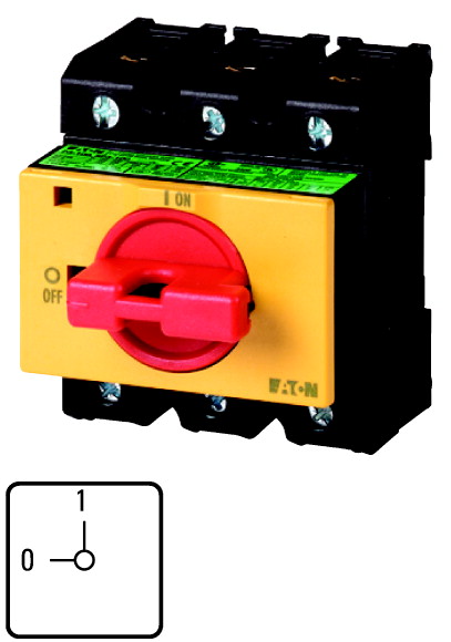 Eaton 3 Pole Panel Mount Isolator Switch - 63A Maximum Current, 30kW Power Rating, IP30 (Front)