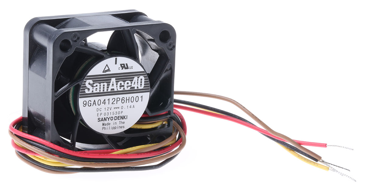 Sanyo Denki San Ace 9GA Series Axial Fan, 12 V dc, DC Operation, 19.8m³/h, 1.68W, 140mA Max, 40 x 40 x 20mm
