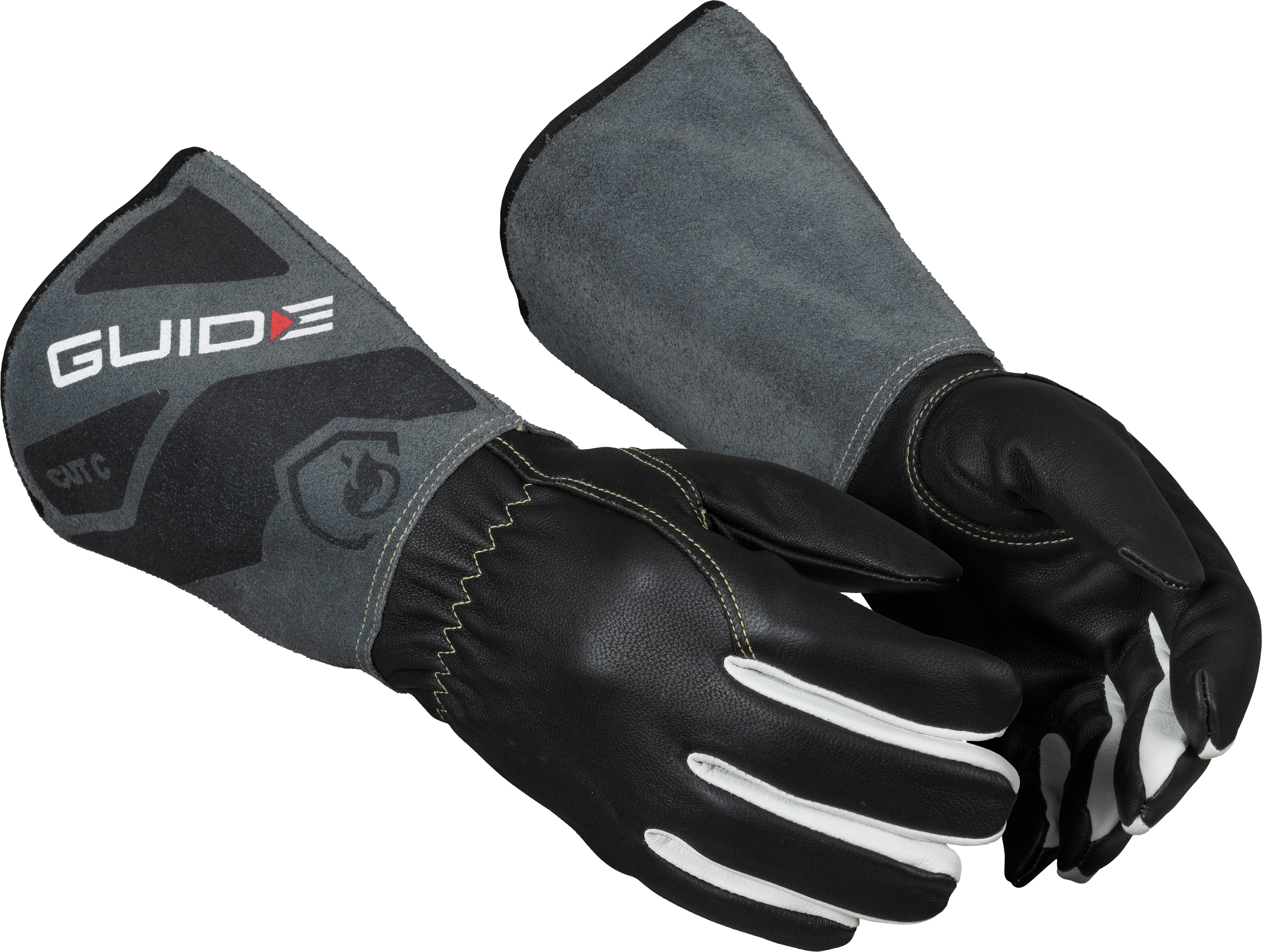GUIDE GLOVES White, Grey Para Aramid, Fibreglass, Polyester, Cowsplit Leather, Goat Grain Leather Work Gloves Heat