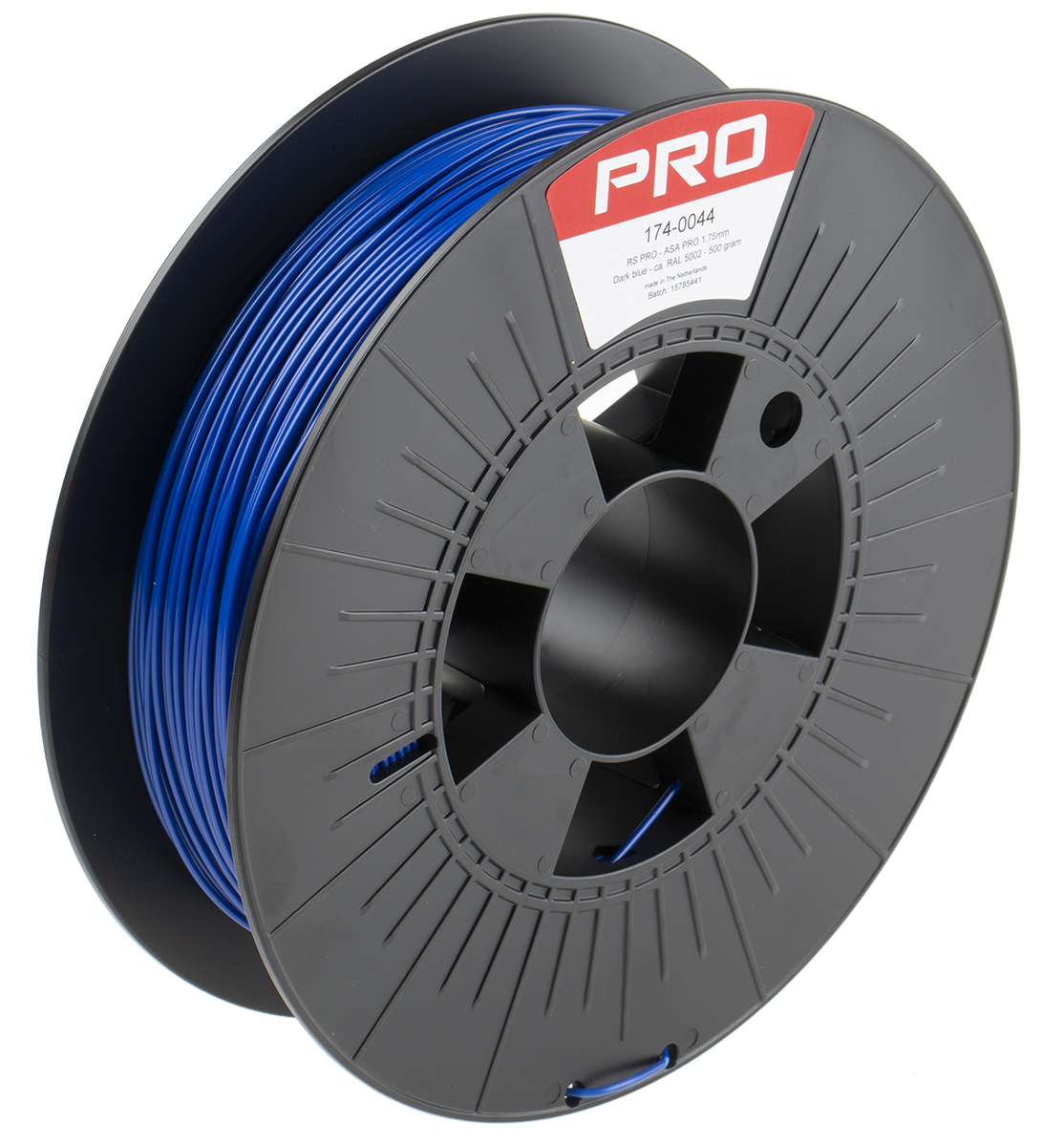 RS PRO 1.75mm Blue ASA 3D Printer Filament, 500g