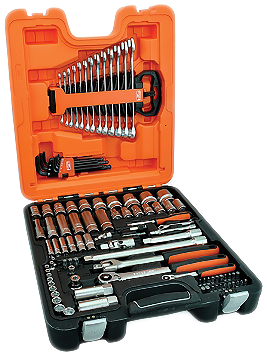Bahco 103-Piece Metric 1/2 in; 1/4 in Deep Socket/Standard Socket/Spanner/Allen Key/Bit Set with Ratchet, 6 point; Hex