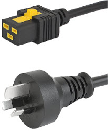 Schurter IEC C19 Socket to Type I Australian Plug Power Cord, 2m