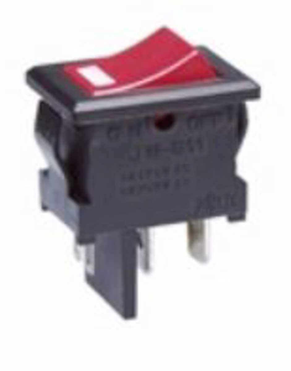 NKK Switches Illuminated SPST, On-Off Rocker Switch Panel Mount