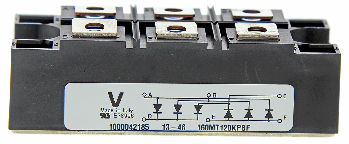 Vishay Bridge Rectifier Module, 200A, 1200V, 3-phase, 6-Pin