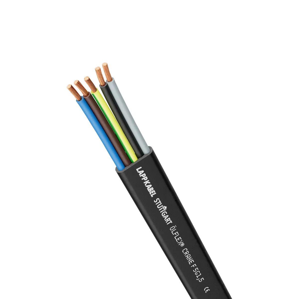 Lapp ÖLFLEX CRANE F Control Cable, 8 Cores 1.5 mm² 15 AWG, 50 m, Unscreened Stranded, Black Rubber Sheath