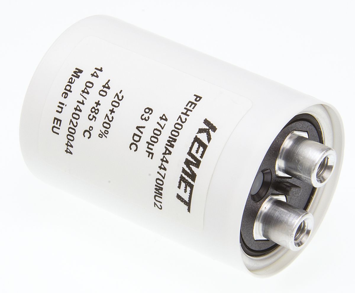 KEMET 4700μF Aluminium Electrolytic Capacitor 63V dc, Screw Terminal - PEH200MA4470MU2
