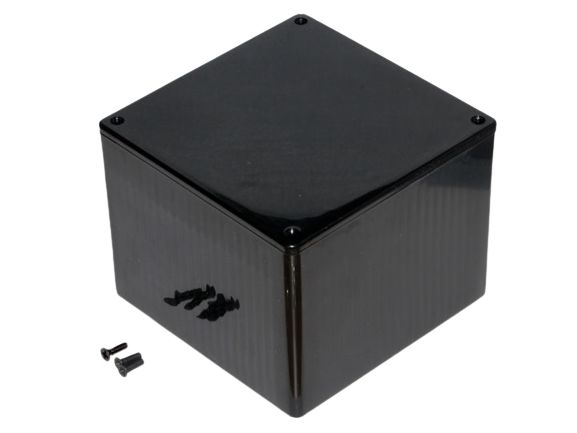 Hammond 1591 Series Black Flame Retardant ABS Enclosure, IP54, Black Lid, 120 x 120 x 94mm