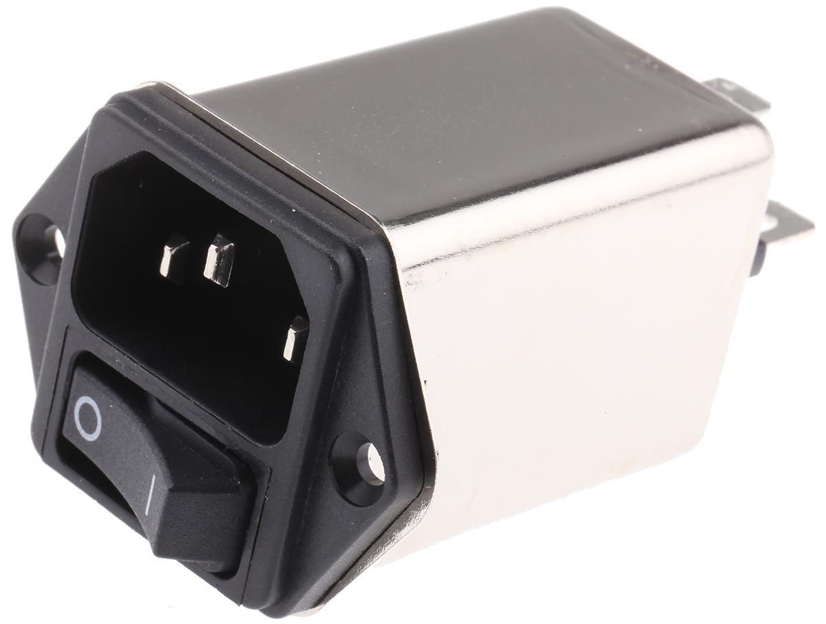 Schaffner 10A, 250 V ac Panel Mount IEC Inlet Filter FN9264B-10-06, Faston