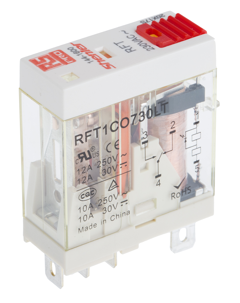 RS PRO Plug In Power Relay, 230V ac Coil, 10A Switching Current, SPDT