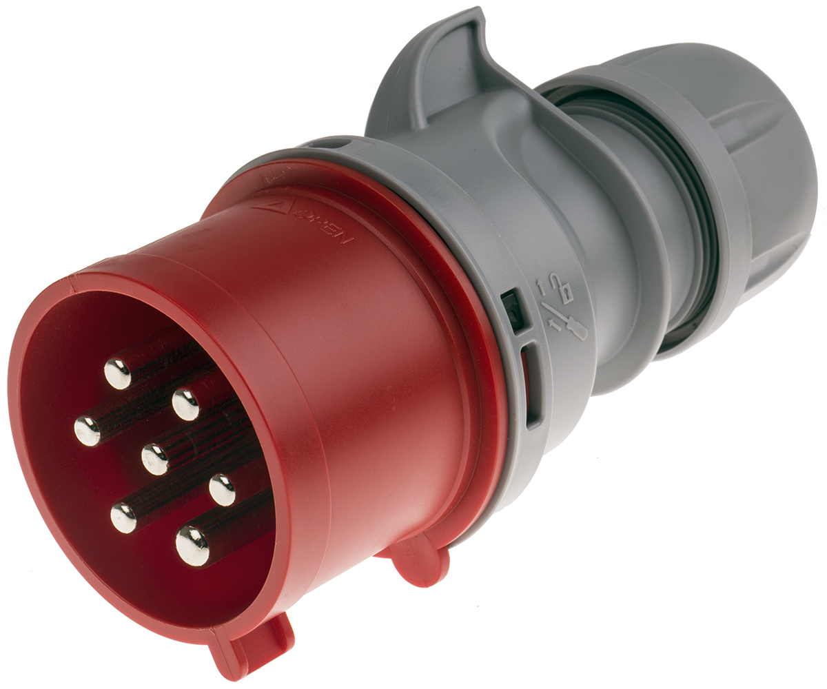 Scame, Optima IP44 Red Cable Mount 6P + E Industrial Power Plug, Rated At 32A, 415 V