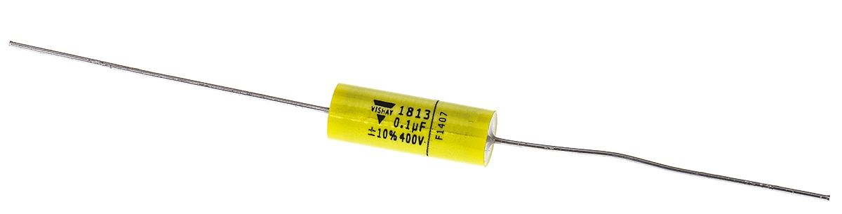 Vishay MKT 1813 Metallised Polyester Film Capacitor, 200 V ac, 400 V dc, ±10%, 100nF, Through Hole