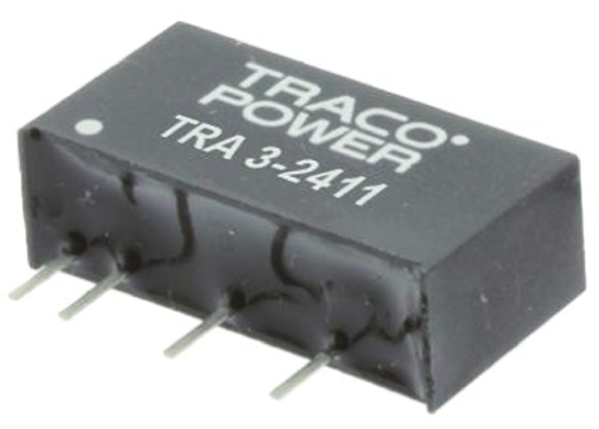 TRACOPOWER TRA 3 DC-DC Converter, 15V dc/ 200mA Output, 21.6 → 26.4 V dc Input, 3W, Through Hole, +85°C Max Temp
