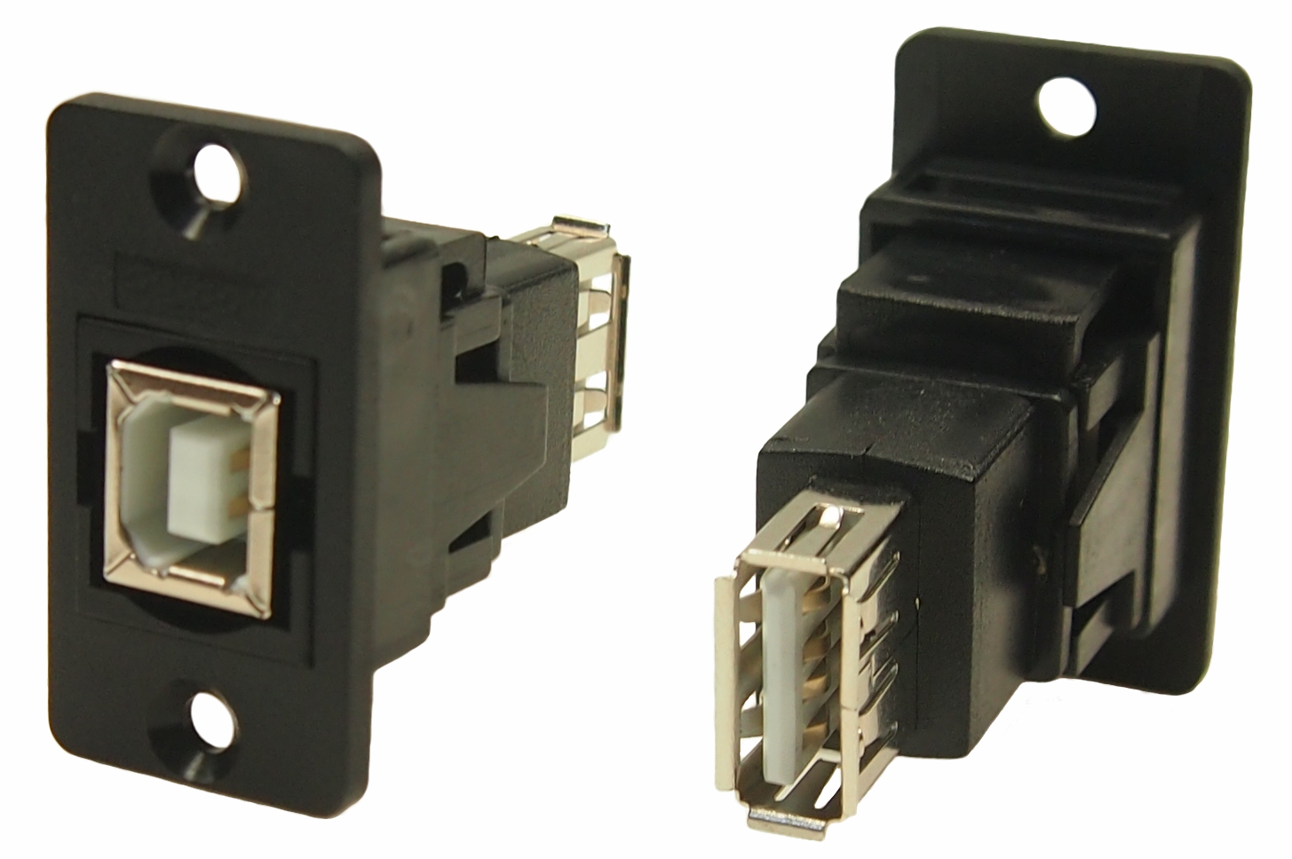 RS PRO Straight, Panel Mount, Socket to Socket- Dual Port Type B to A 2.0 USB Connector