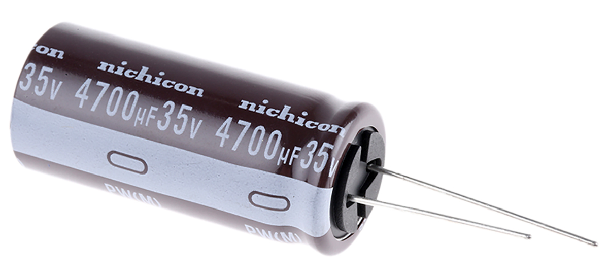 Nichicon 4700μF Aluminium Electrolytic Capacitor 35V dc, Radial, Through Hole - UPW1V472MHD