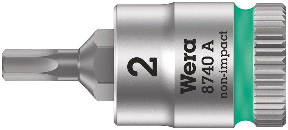 Wera 1/4 in Drive Bit Socket, Hex Bit, 2.5mm, 28mm Overall Length