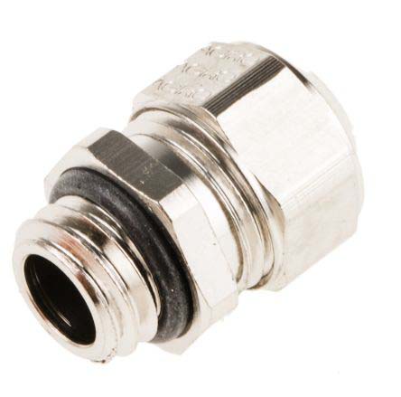 SES Sterling A1 Series Metallic Nickel Plated Brass Cable Gland, PG21 Thread, 12.5mm min., 20.5mm max., IP68