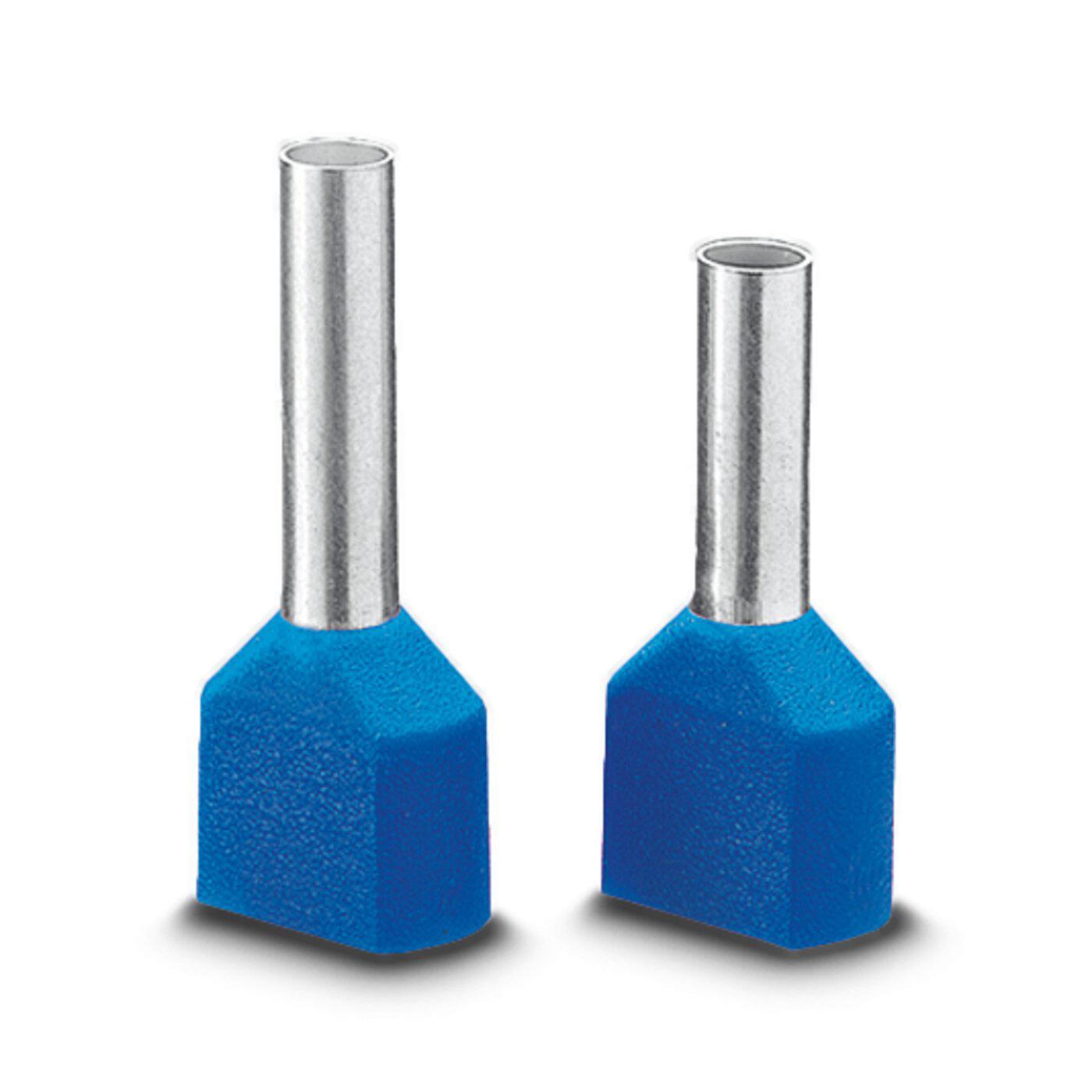 Phoenix Contact, AI-TWIN2X 2.5 -10 BU Insulated Bootlace Ferrule Kit, 10mm Pin Length, 2.9mm Pin Diameter, Blue
