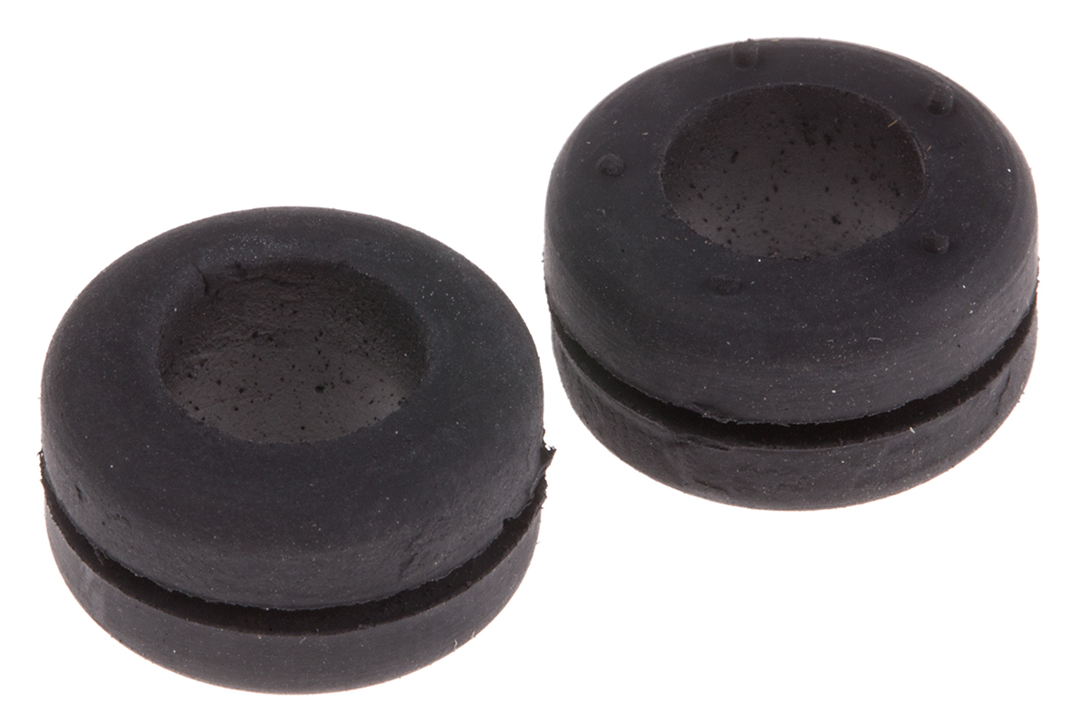 RS PRO Black Polychloroprene 11mm Cable Grommet for Maximum of 8mm Cable Dia.