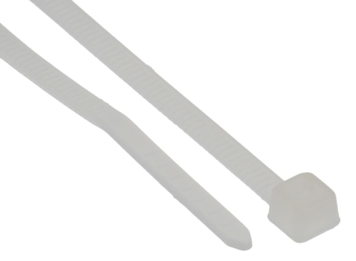 HellermannTyton Cable Tie, 205mm x 2.5 mm, Natural Polyamide 6.6 (PA66), Pk-100