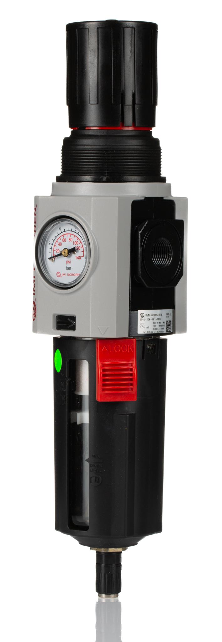 Norgren Excelon Plus Polycarbonate Filter Regulator, 5μm, G 3/8, Automatic, 10 bar