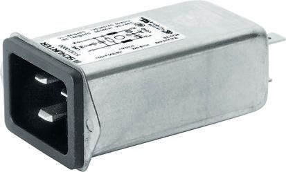 Schurter 16A, 250 V ac Panel Mount Filtered IEC Connector 5130.0001