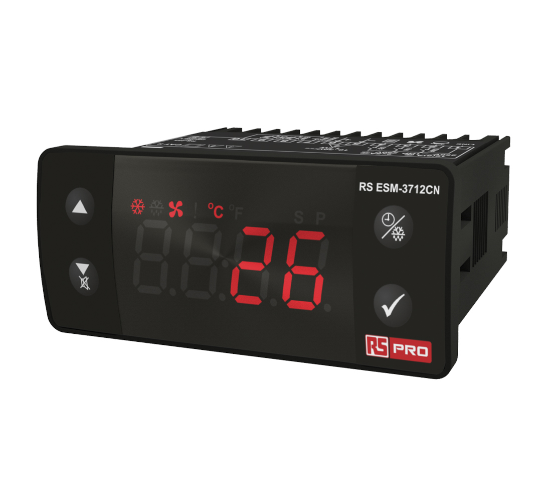 RS PRO Panel Mount On/Off Temperature Controller, 76 x 34.5mm 1 Input, 3 Output Relay, 10 → 30 V dc Supply