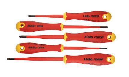 Felo Phillips; Pozidriv Insulated Screwdriver Set, 5-Piece