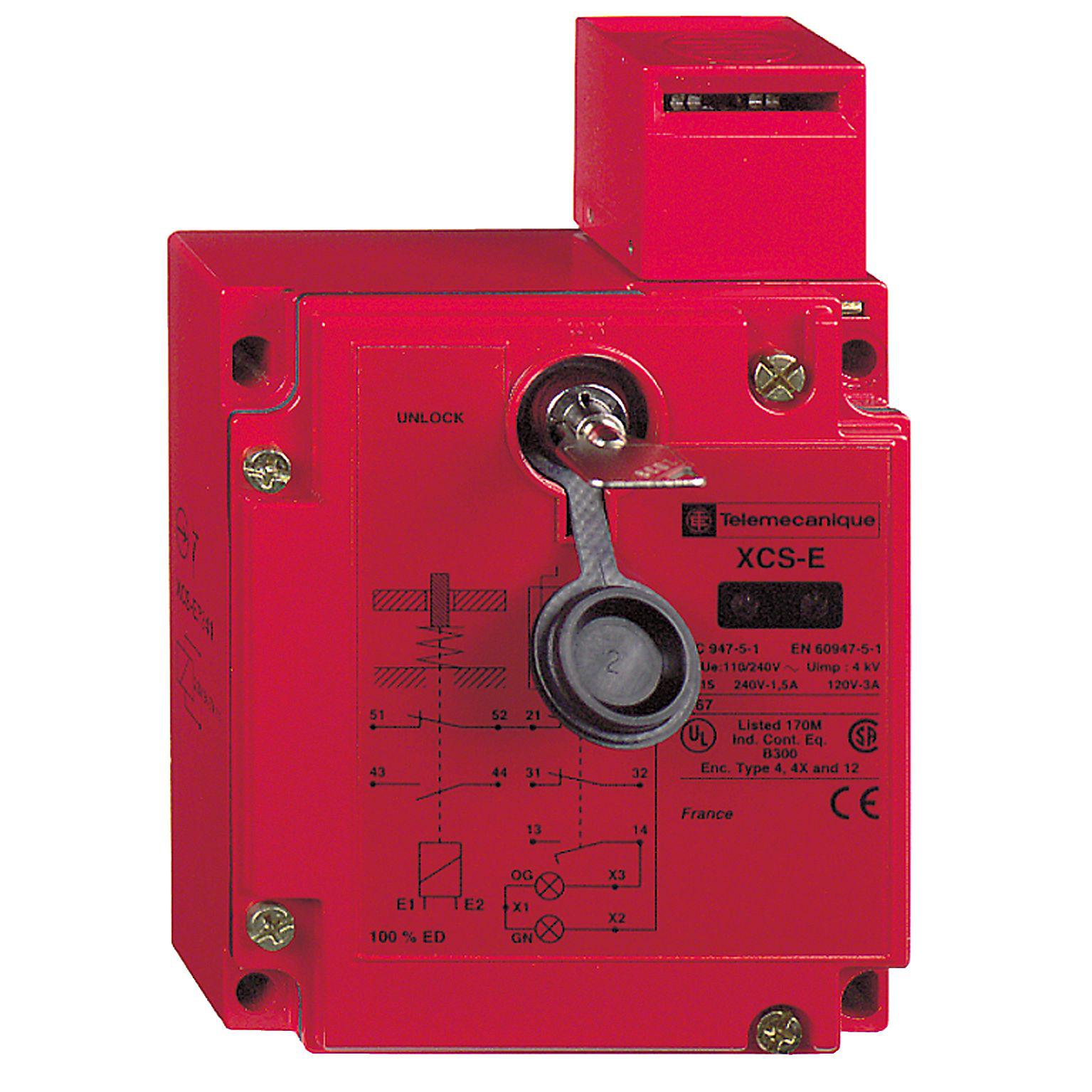 Telemecanique Sensors XCSE Series Solenoid Interlock Switch, Power to Unlock, 24V ac/dc, Actuator Included