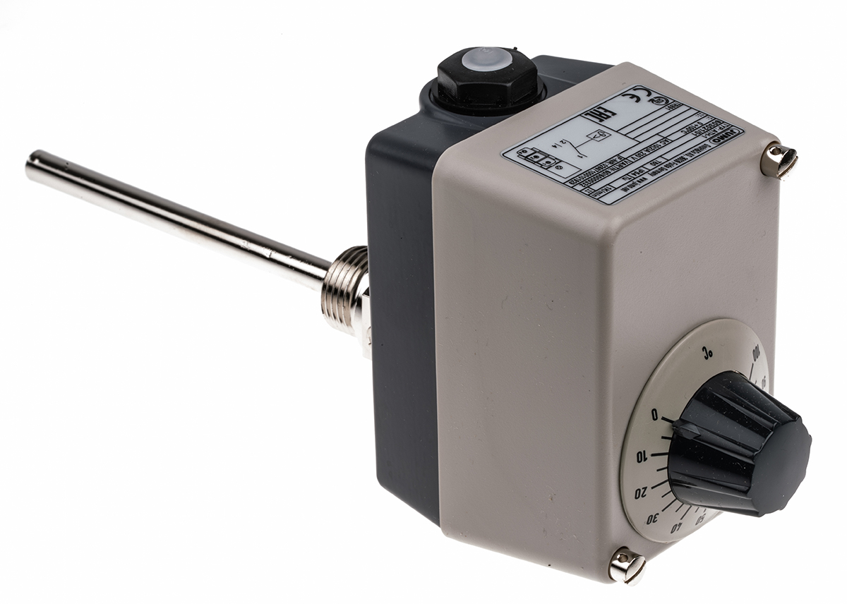 Jumo Capillary Thermostat, +100°C Max, NO/NC, Automatic Reset, Surface Mount