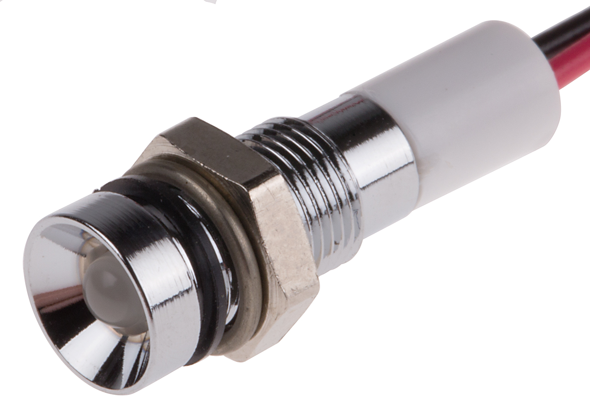 RS PRO Green, Red Panel Mount Indicator, 12V dc, 6mm Mounting Hole Size, Lead Wires Termination, IP67