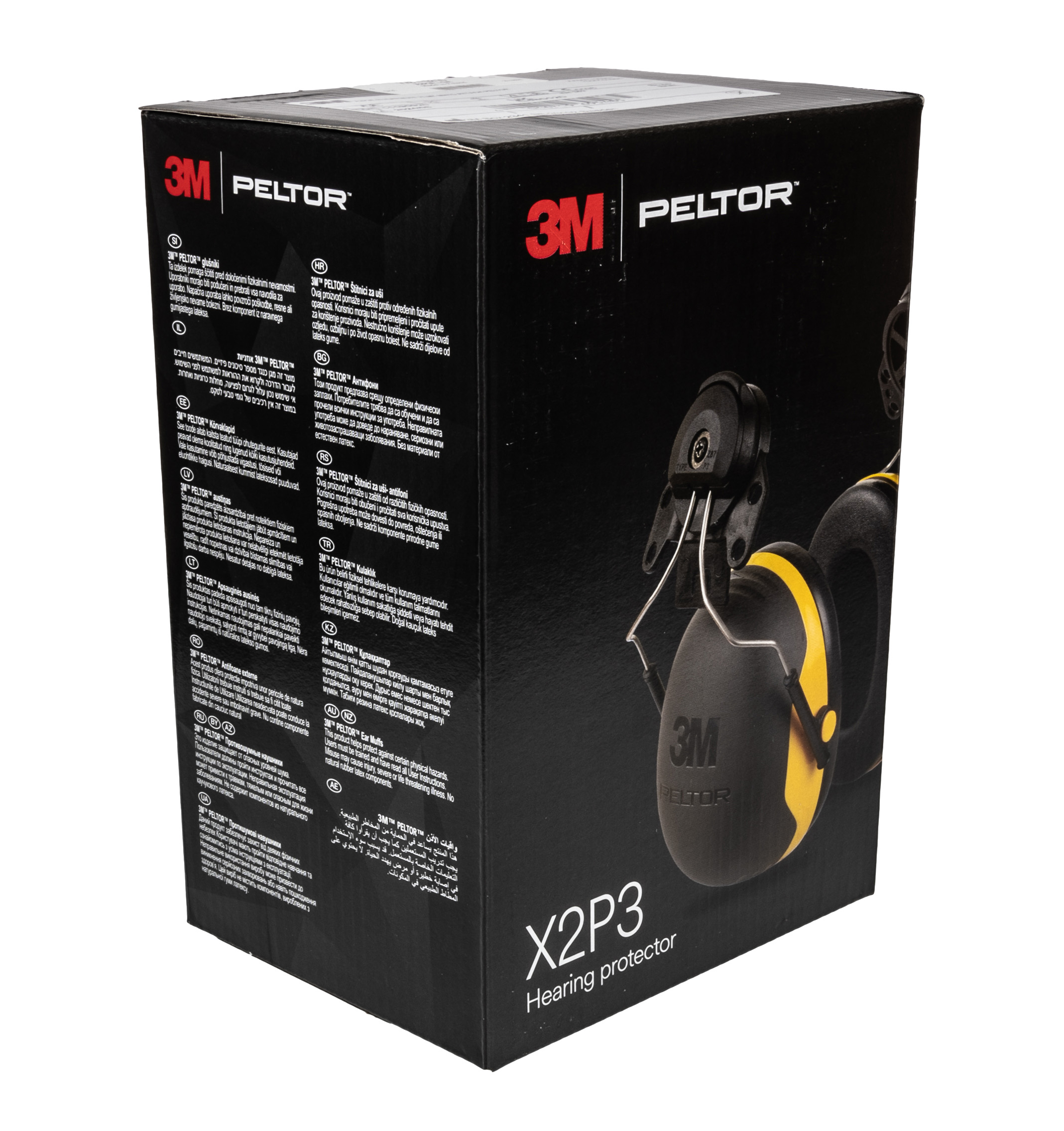 3M PELTOR X2P3 Ear Shells with Helmet Attachment, 30dB, Black, Yellow