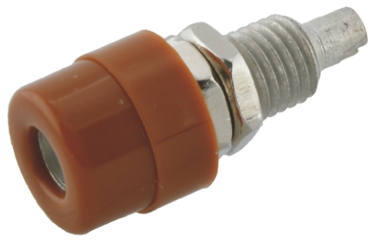Hirschmann Test & Measurement Brown Female Banana Socket, 4 mm Connector, Solder Termination, 32A, 30 V ac, 60V dc, Tin
