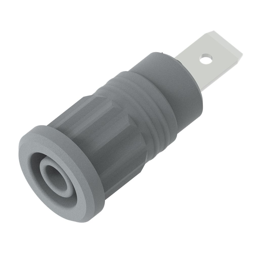 Electro PJP Grey Female Banana Socket, 4 mm Connector, Press Fit Termination, 36A, 1kV, Nickel Plating