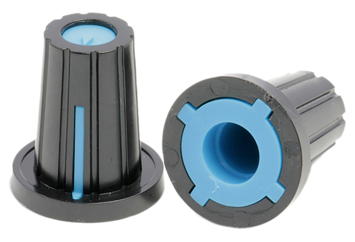 RS PRO 17mm Black Potentiometer Knob for 6.4mm Shaft D Shaped
